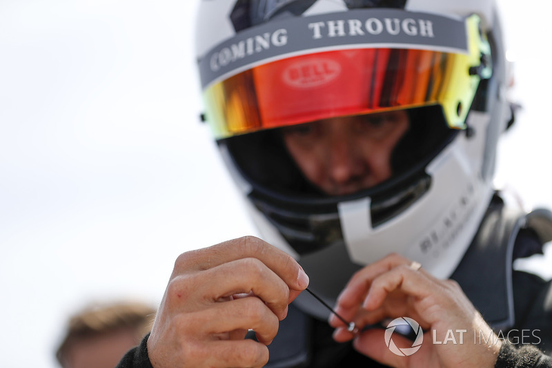 Jon Olsson, Alpine ski racer, prepares to go on track with the Formula E track car