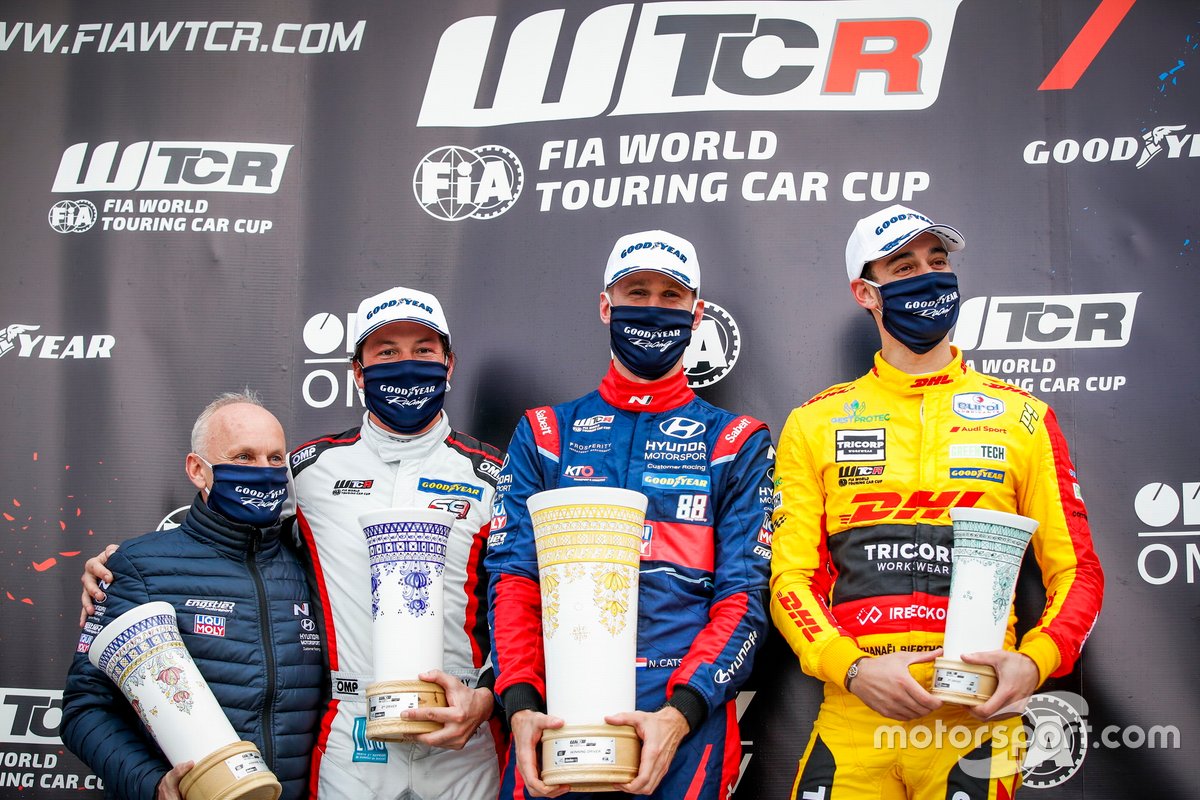Podium: Race winner Nicky Catsburg, Engstler Hyundai N Liqui Moly Racing Team Hyundai i30 N TCR, second place Jean-Karl Vernay, Mulsanne Alfa Romeo Giulietta TCR, third place Nathanael Berthon, Comtoyou DHL Team Audi Sport Audi RS3 LMS
