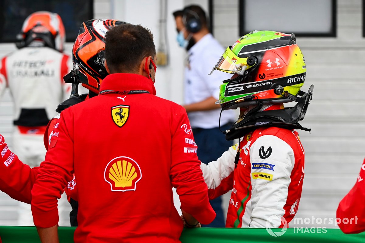 Mick Schumacher, Prema Racing celebrates in Parc Ferme