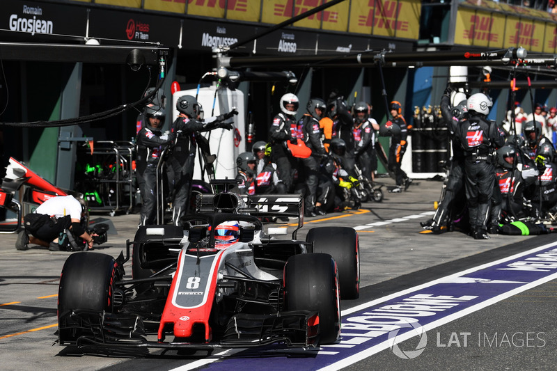 Ромен Грожан, Haas F1 Team VF-18 піт-стоп
