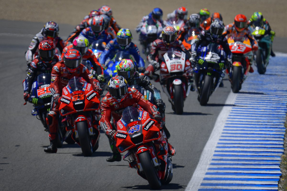Jack Miller, Ducati Team saat memimpin balapan MotoGP Spanyol 2021