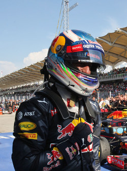 Winnaar Daniel Ricciardo, Red Bull Racing viert in parc ferme