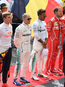 Max Verstappen, Red Bull Racing, Valtteri Bottas, Mercedes AMG F1, Lewis Hamilton, Mercedes AMG F1 and Sebastian Vettel, Ferrari