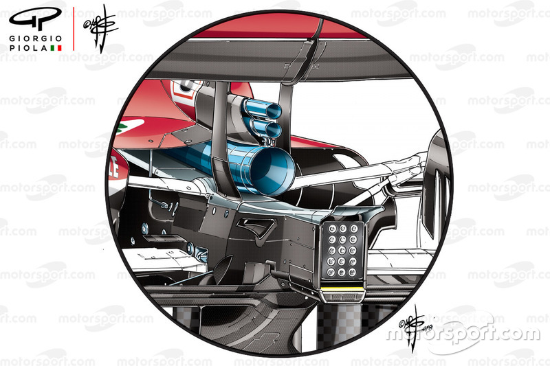 Ferrari SF71H, nieuwe uitlaat in Hockenheim
