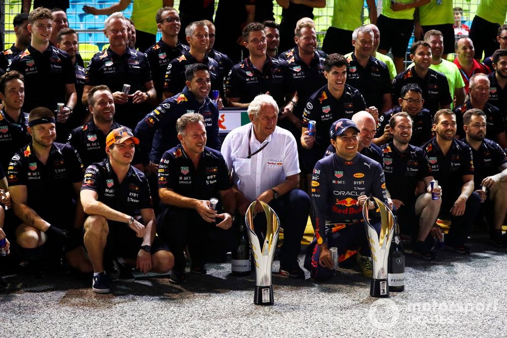 Los festejos de Red Bull tras el 1-2 en la carrera de Azerbaiyán.