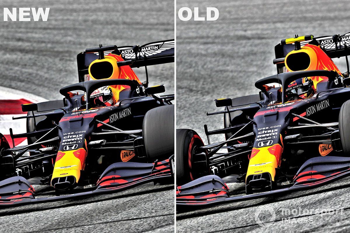 Red Bull Racing RB16 neus vergelijking