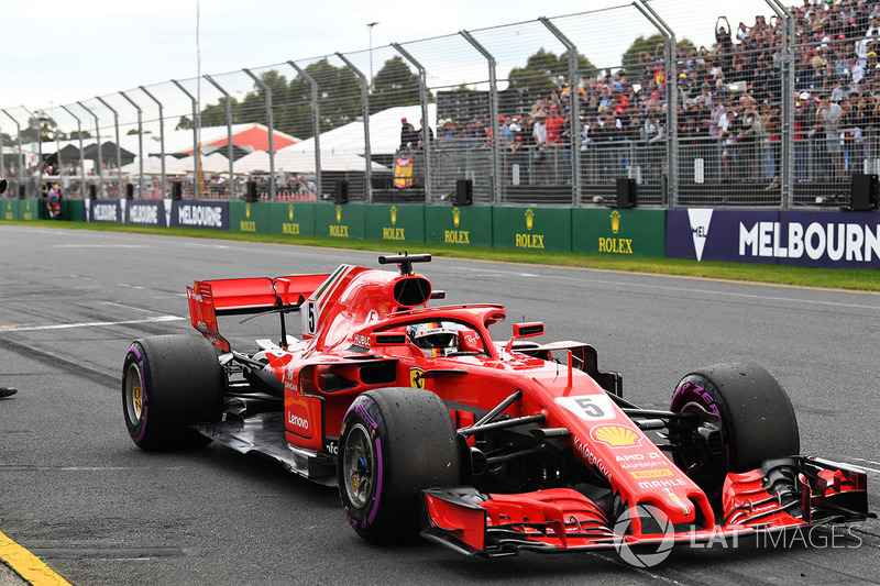 Sebastian Vettel, Ferrari SF-71H nel parco chiuso