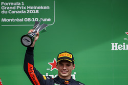 Max Verstappen, Red Bull Racing, 3rd position, lifts his trophy