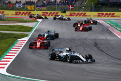 Lewis Hamilton, Mercedes AMG F1 W09, Sebastian Vettel, Ferrari SF71H, Valtteri Bottas, Mercedes AMG F1 W09, Kimi Raikkonen, Ferrari SF71H, Max Verstappen, Red Bull Racing RB14 and Daniel Ricciardo, Red Bull Racing RB14
