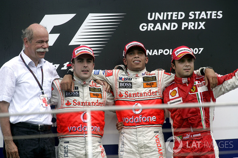 2007: 1. Lewis Hamilton, 2. Fernando Alonso, 3. Felipe Massa