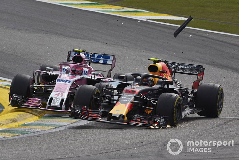 Макс Ферстаппен, Red Bull Racing RB14, Эстебан Окон, Racing Point Force India VJM11
