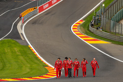 Sebastian Vettel, Ferrari walks the track, Adami, Ferrari Race Engineer, Jock Clear, Ferrari Chief Engineer, trainer Antti Kontsas, the team