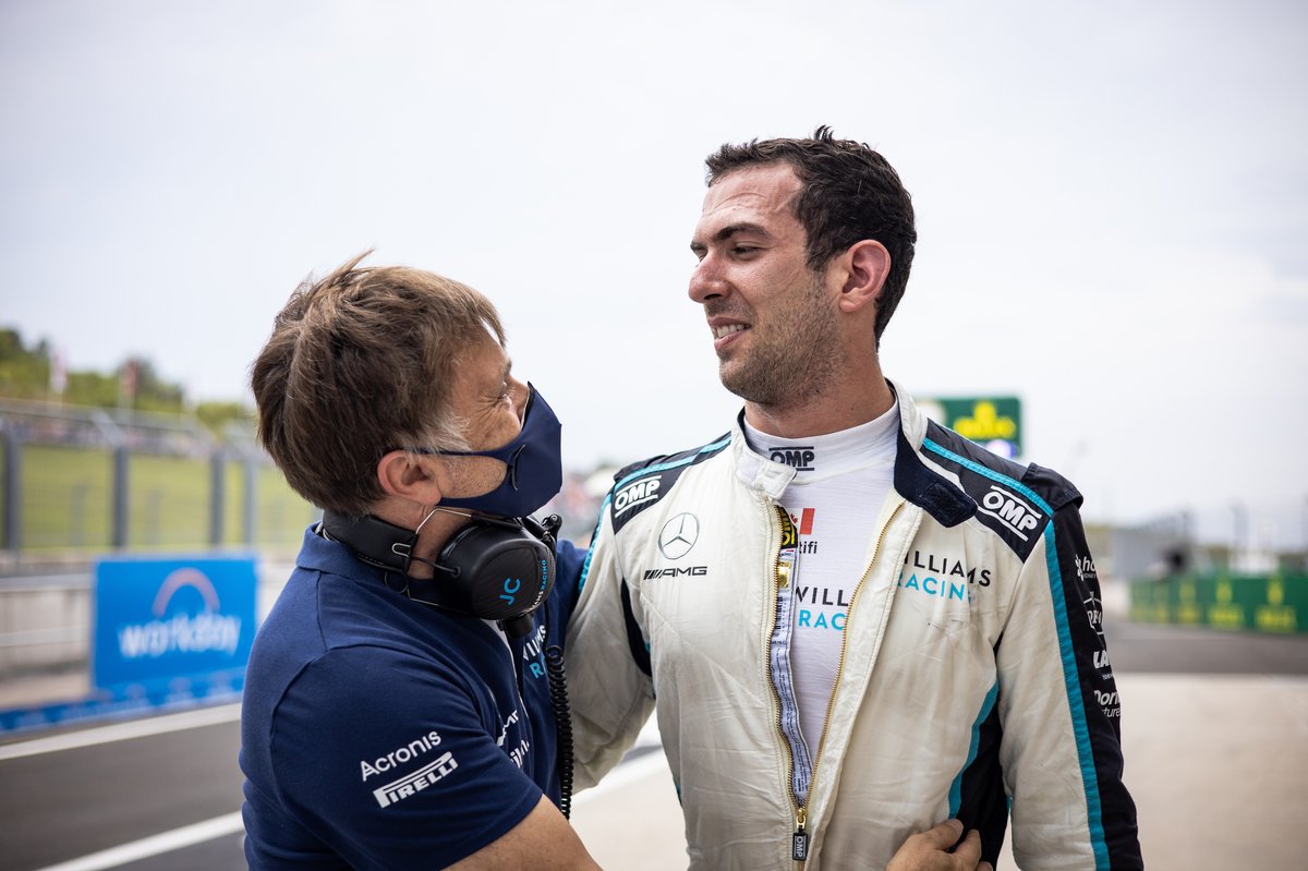 Nicholas Latifi, Williams Racing fête sa huitième place avec Jost Capito, Williams Racing PDG