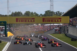 Sebastian Vettel, Ferrari SF70-H leads at the start of the race