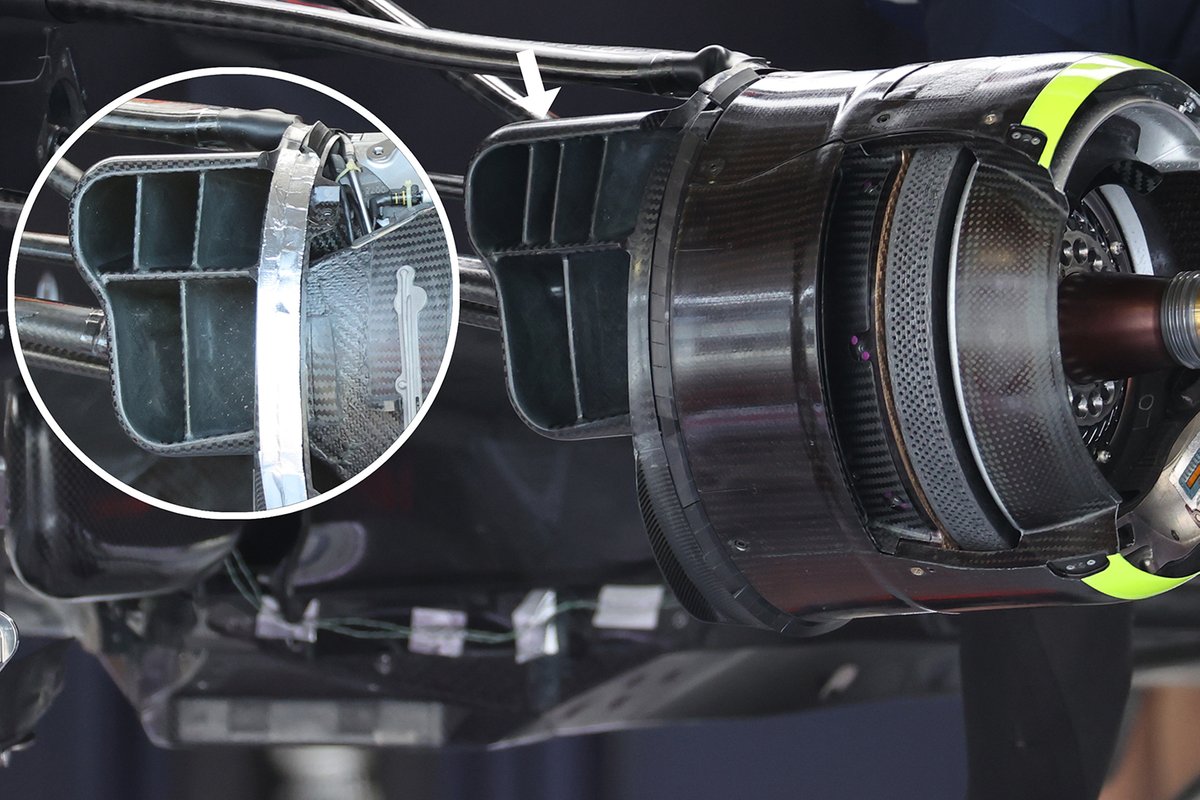 Detail van de brake ducts van de Red Bull Racing RB16B
