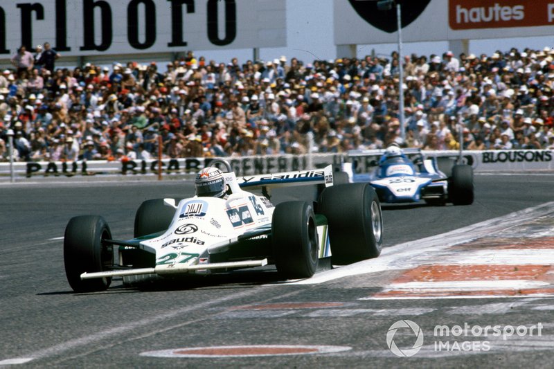 Alan Jones met de Williams van 1980 op Paul Ricard.