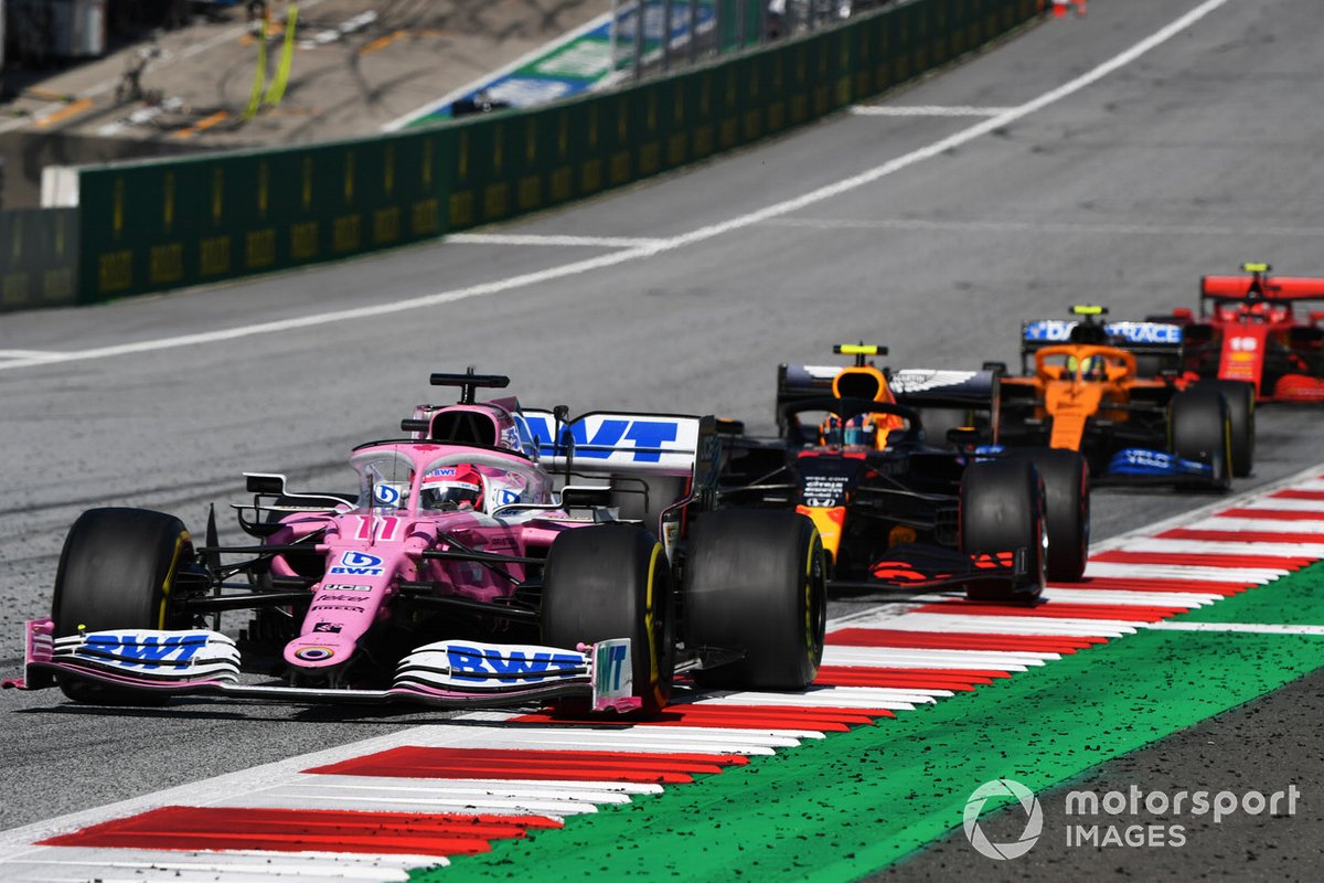 Sergio Pérez, Racing Point RP20, Alex Albon, Red Bull Racing RB16