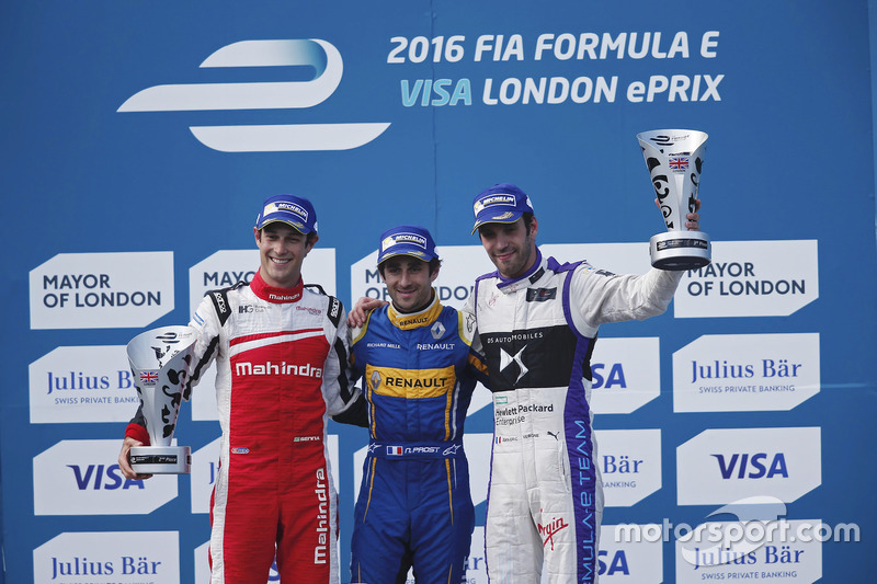 London, Samstagsrennen: 1. Nicolas Prost, 2. Bruno Senna, 3. Jean-Eric Vergne