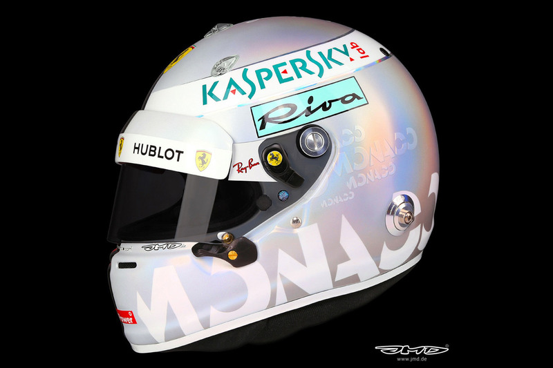 El casco especial de Sebastian Vettel, Ferrari, para el GP de Mónaco