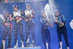 Podium: winners Sébastien Ogier, Julien Ingrassia, Volkswagen Motorsport, third place Mads Ostberg,