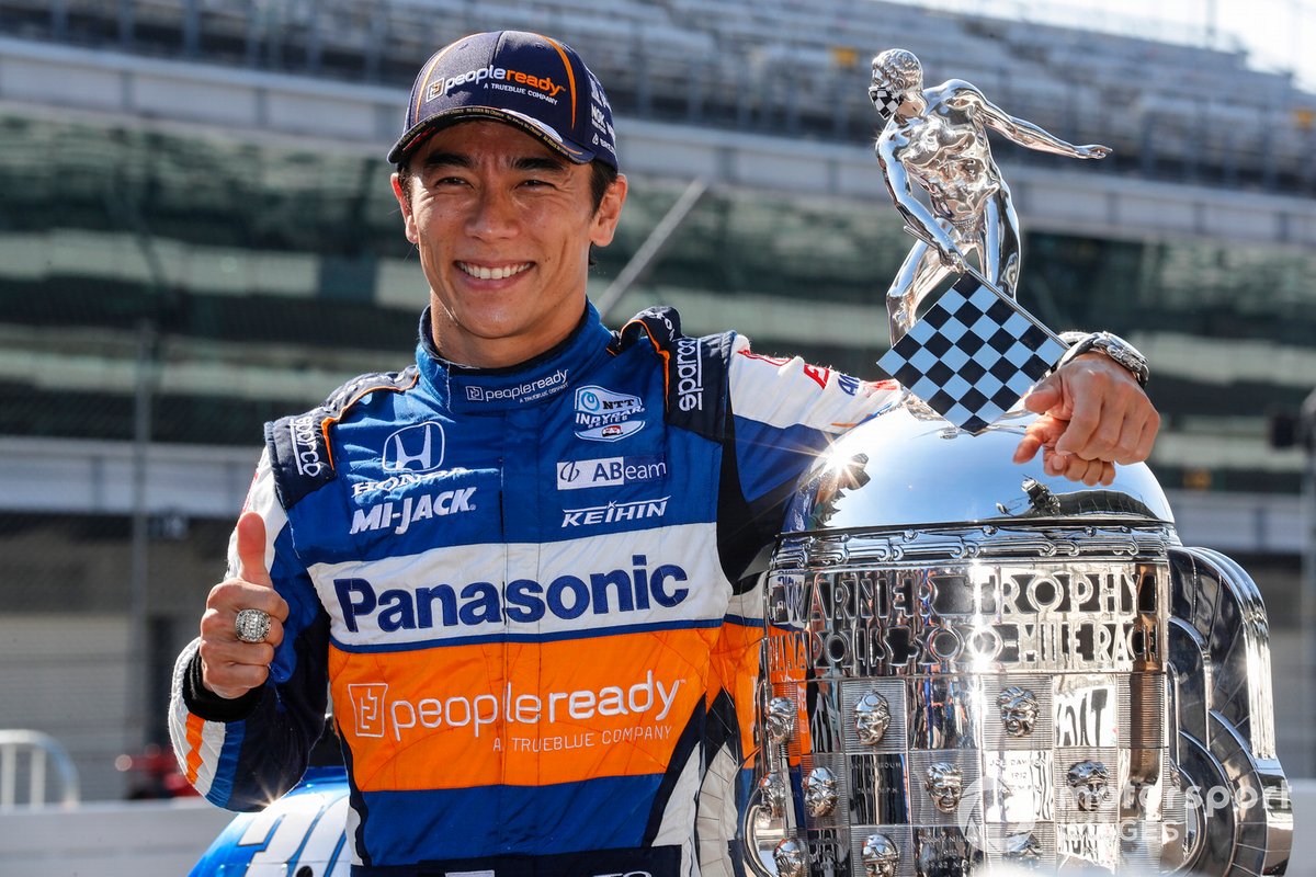 Takuma Sato, Rahal Letterman Lanigan Racing Honda poses for photos