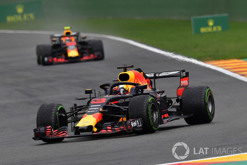 Daniel Ricciardo, Red Bull Racing RB14 and Max Verstappen, Red Bull Racing RB14