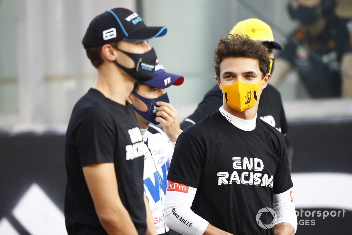 George Russell, Williams Racing, and Lando Norris, McLaren