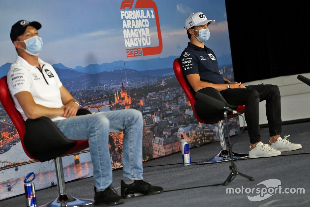 Daniil Kvyat, AlphaTauri and Pierre Gasly, AlphaTauri in the press conference