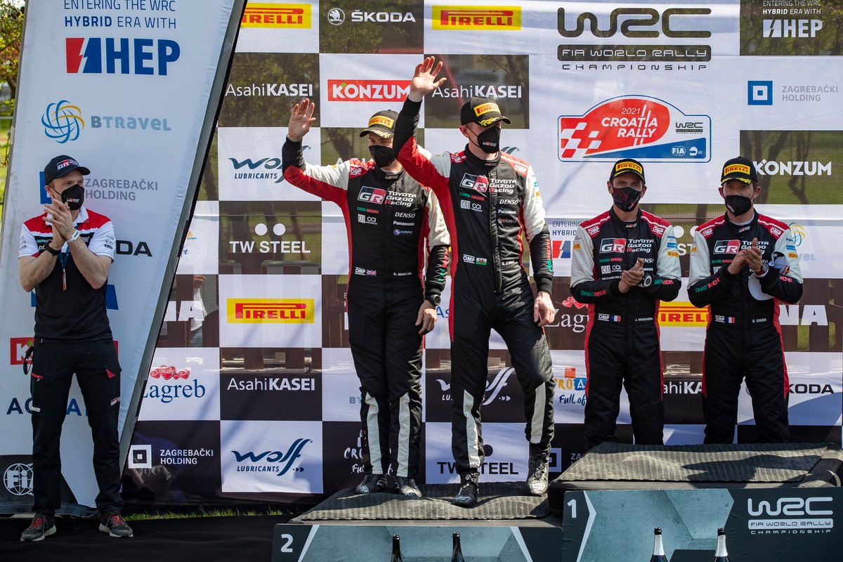 Podium 2: Elfyn Evans, Scott Martin, Toyota Gazoo Racing WRT Toyota Yaris WRC