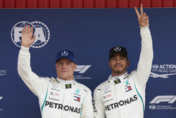 The front row of Valtteri Bottas, Mercedes AMG F1, and pole man Lewis Hamilton, Mercedes AMG F1