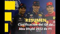 Resumen de la última clasificación de la F1 de 2022 en el GP de Abu Dhabi