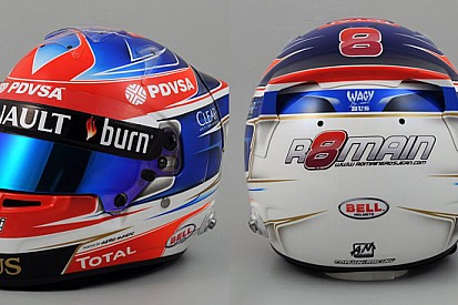 Il nuovo casco di Grosjean è rosso, bianco e blu