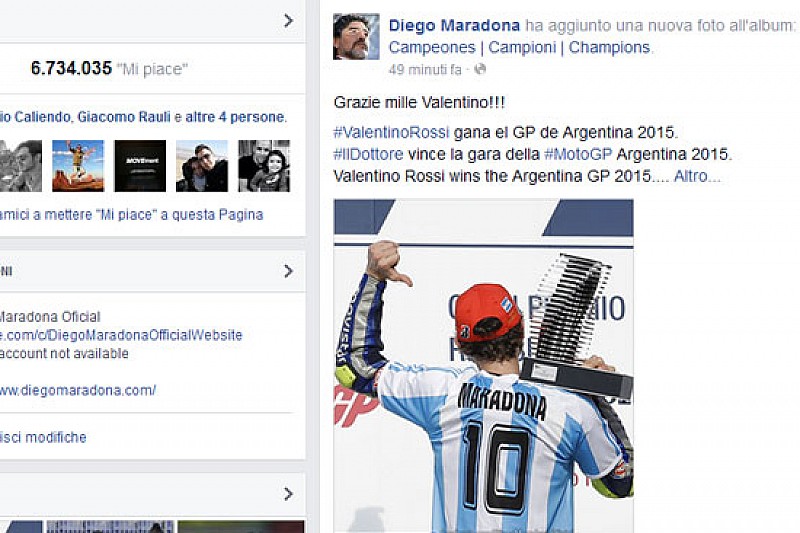 Maradona ringrazia Valentino per il tributo sul podio