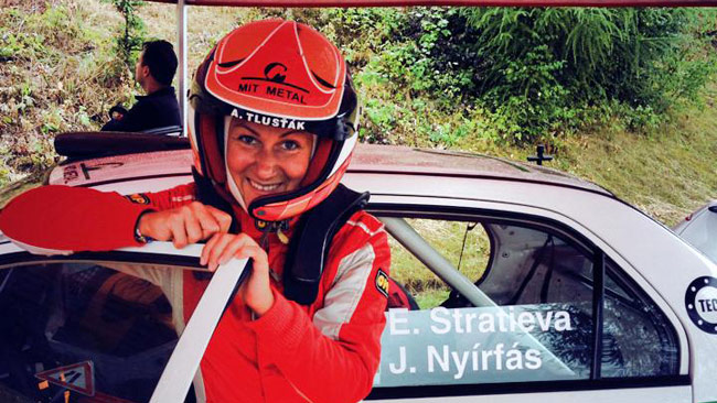 La Stratieva a Zlín con una Mitsubishi Lancer Evo IX