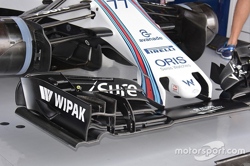 Williams: prove comparative di ala vecchia e nuova e di muso corto