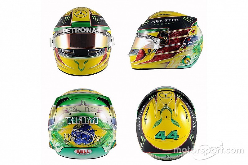 Hamilton homenajea a Senna en su casco para el GP de Brasil