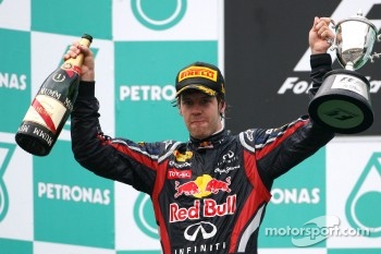 Podium: race winner Sebastian Vettel, Red Bull Racing