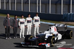 Peter Sauber, Sauber F1 Team, Team Principal with Monisha Kaltenborn, Managing director, Sauber F1 Team Kamui Kobayashi, Sauber F1 Team, Sergio Perez, Sauber F1 Team and Esteban Gutierrez, Sauber F1 Team