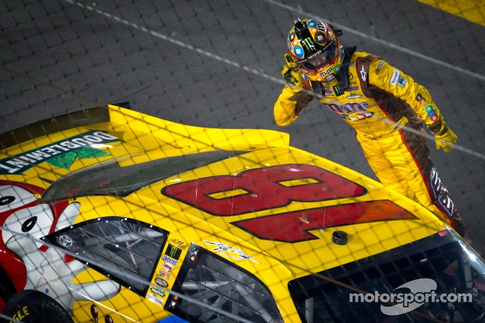 Race winner Kyle Busch, Joe Gibbs Racing Toyota celebrates