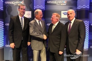 Ed Bennett, President and CEO of Grand-Am, Jim France, Don Panoz and Scott Atherton, President and CEO of ALMS