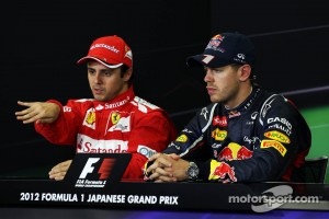 The FIA Press Conference, Felipe Massa, Ferrari, second; Sebastian Vettel, Red Bull Racing, race winner