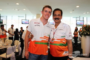 Paul di Resta, Sahara Force India F1 with Subrata Roy Sahara, Sahara Chairman, at the Sahara Force India F1 Team Paddock Club
