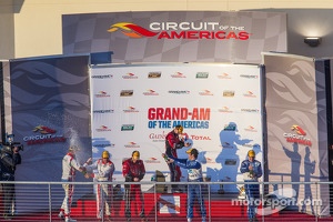 Podium: race winners Jon Fogarty, Alex Gurney, second place Ryan Dalziel, Alex Popow, third place Scott Pruett, Memo Rojas