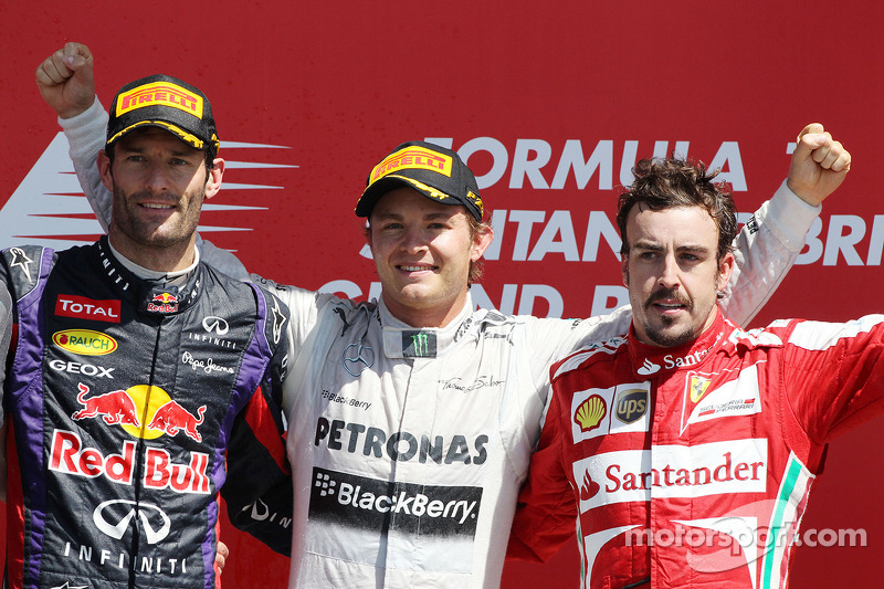 2013: 1. Nico Rosberg, 2. Mark Webber, 3. Fernando Alonso