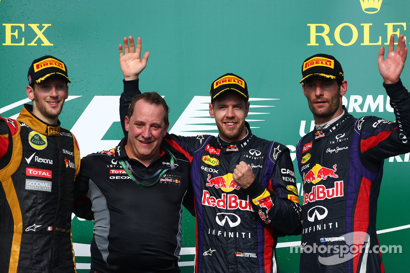 2013: 1. Sebastian Vettel, 2. Romain Grosjean, 3. Mark Webber
