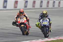 Marc Marquez, Repsol Honda Team and Valentino Rossi, Yamaha Factory Racing