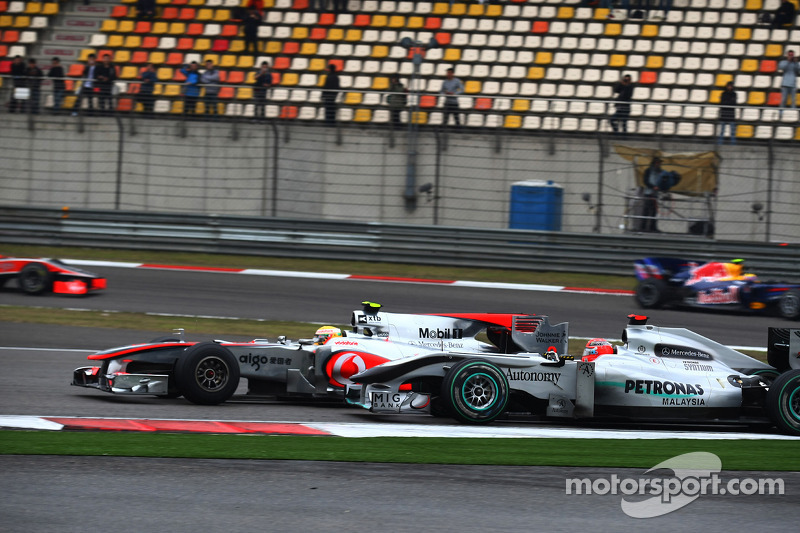 Lewis Hamilton, McLaren Mercedes and Michael Schumacher, Mercedes GP