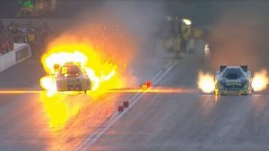 Huge fireball explosion for Funny Car driver Bob Bode Huge fireball explosion for Funny Car driver Bob Bode