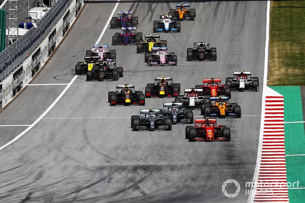 Charles Leclerc, Ferrari SF90, Valtteri Bottas, Mercedes AMG W10, Lewis Hamilton, Mercedes AMG F1 W10, Lando Norris, McLaren MCL34, Kimi Raikkonen, Alfa Romeo Racing C38, Sebastian Vettel, Ferrari SF90, Max Verstappen, Red Bull Racing RB15