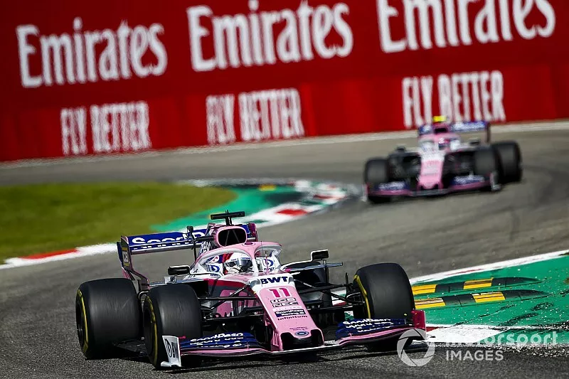 Sergio Perez, Racing Point RP19, devant Lance Stroll, Racing Point RP19